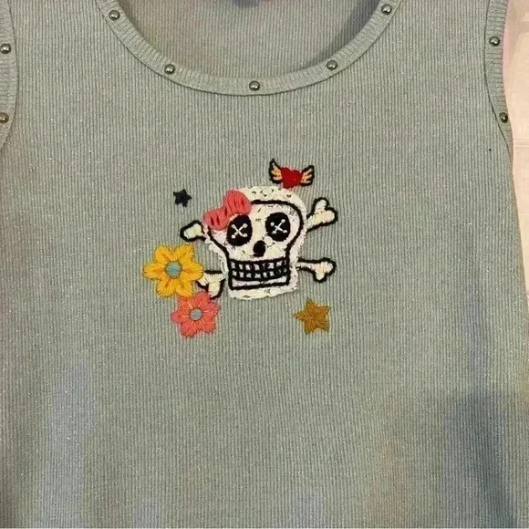 ivy jane Tank Top embroidered and lace skull - Picture 2 of 5